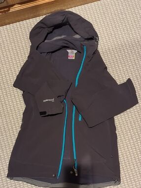 Low Alpine Waterproof Hooded Shell Jacket - Black with Blue Zipper